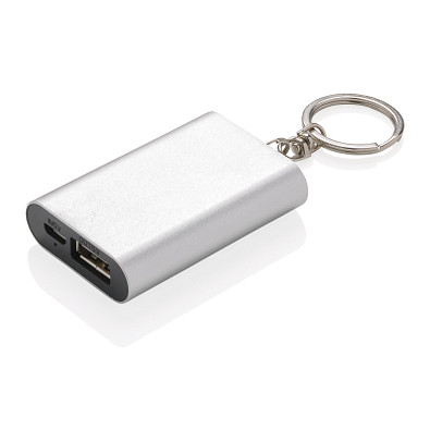 XD COLLECTION Schlüsselanhänger Powerbank, 1.000 mAh, silber