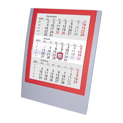 2-Jahres-Kalender Small 2027/2028, silber/rot