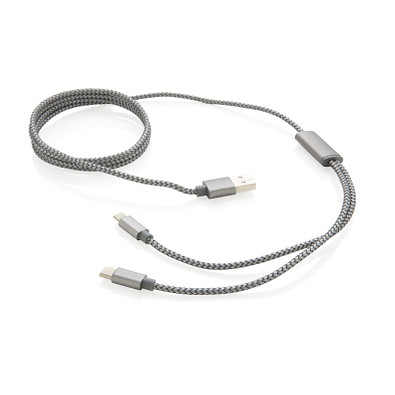 XD COLLECTION 3-in-1 umwobenes Kabel, grau