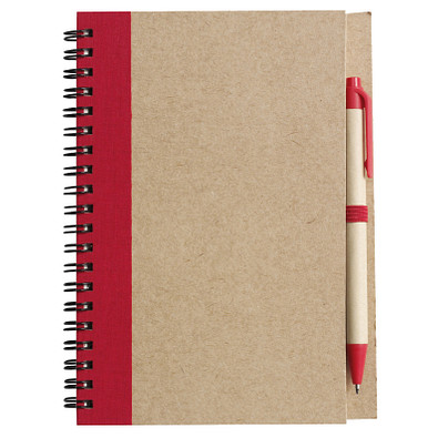 Notizbuch Recycling mit Kugelschreiber, rot