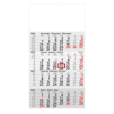 Geiger-Notes 4-Monats-Wandkalender Recycling 2027, green+blue