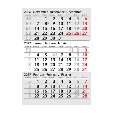 3-Monats-Ersatzkalendarium, grau/blau, 2-Jahre, 2027/2028
