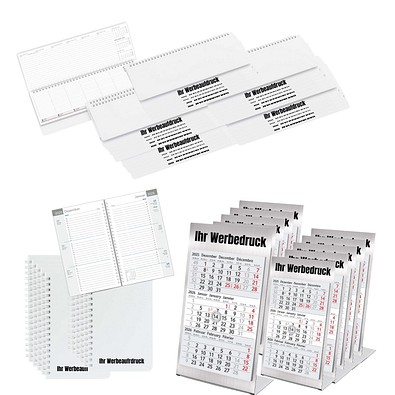 Kalender Set 60-teilig 2026, weiß/silber (inkl. Druck)