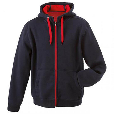JAMES & NICHOLSON Unisex Jacke mit Kapuze, rot, L