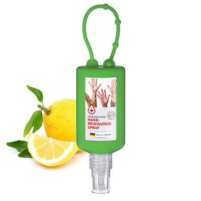 Handreinigungsspray antibakteriell, inkl. Druck, Bumper 50 ml, grün