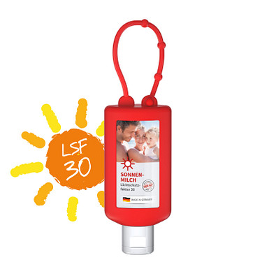Sonnenmilch LSF 30, inkl. Druck auf Body Label, 50 ml Bumper, rot