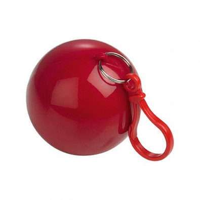 Notfallponcho im Kunststoffball, rot
