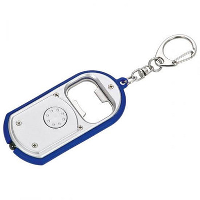 Schlüsselleuchte mit Kapselheber, Silber/Blau Schlüsselleuchte mit Kapselheber, Silber/Blau