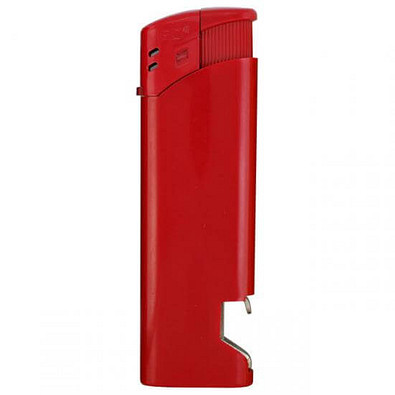 Piezo-Feuerzeug mit Flaschenöffner, rot