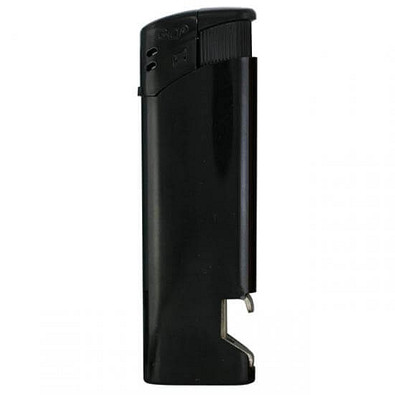 Piezo-Feuerzeug mit Flaschenöffner, schwarz