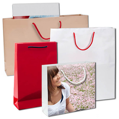 Papier Einkaufstasche 36x24x9cm, unbedruckt, weiß