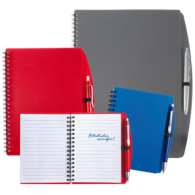 Notizbuch mit Kugelschreiber Busy, DIN A6, blau