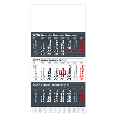 Geiger-Notes Maxi-3-Monats-Wandkalender 2027, anthrazit/weiß