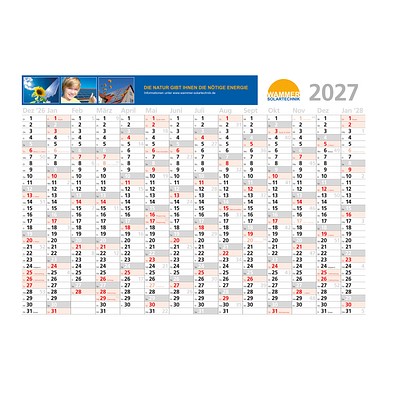 14-Monats-Wandplaner Comfort 2027, ohne Werbeaufdruck