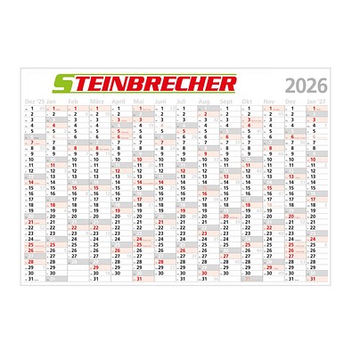 14-Monats-Wandplaner Comfort 2026, inkl. 2-fbg. Werbeaufdruck