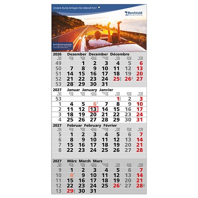 4-Monats-Wandkalender Quattro 2027, grau