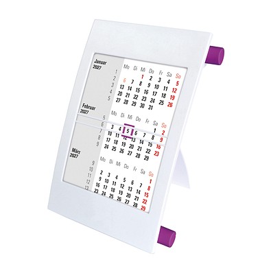 2-Jahres-Tischkalender 2027/2028, weiß/magenta