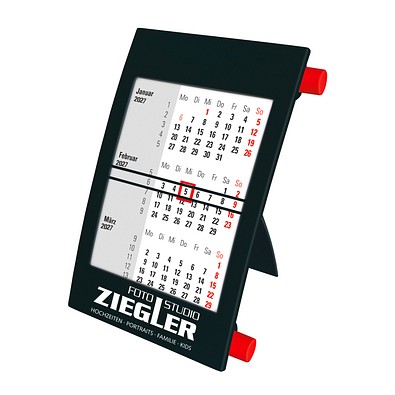 2-Jahres-Tischkalender 2027/2028, schwarz/rot