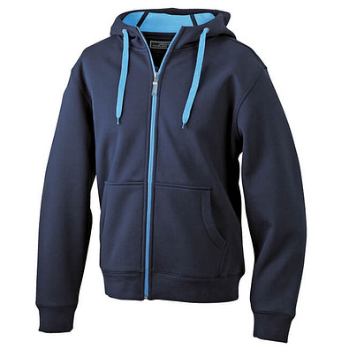 JAMES & NICHOLSON Unisex Jacke mit Kapuze, dunkelblau/hellblau, M