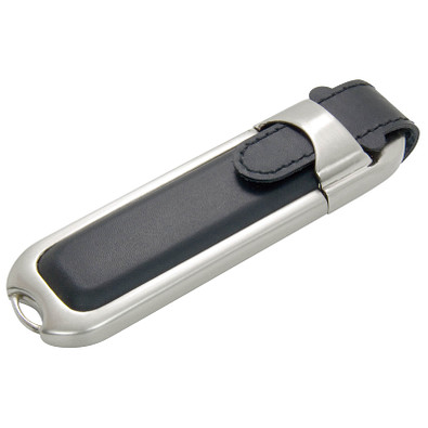 Kunstleder-USB-Stick, 16 GB, schwarz
