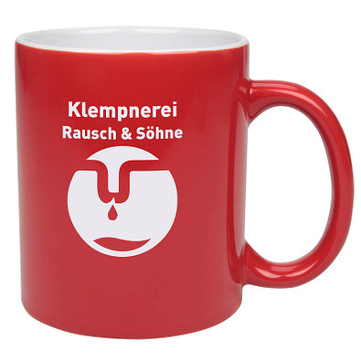 Keramikbecher Carina, 300 ml, rot/weiß