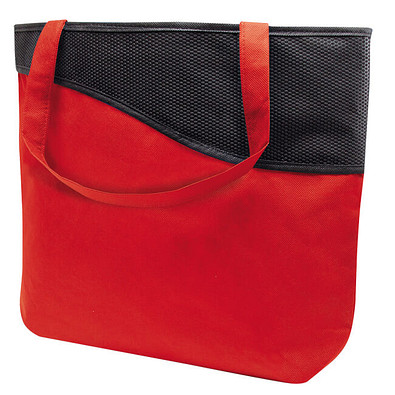 Joytex® Einkaufstasche XL mit Reißverschluss Knobs, rot/schwarz