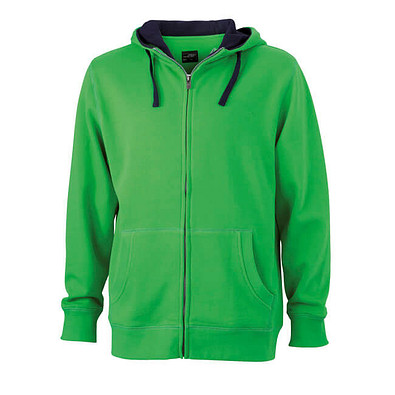 JAMES & NICHOLSON Unisex Sweat-Jacke mit Kapuze, grün, XXL