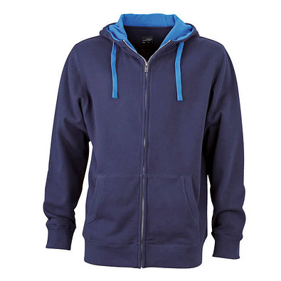 JAMES & NICHOLSON Unisex Sweat-Jacke mit Kapuze, dunkelblau, M
