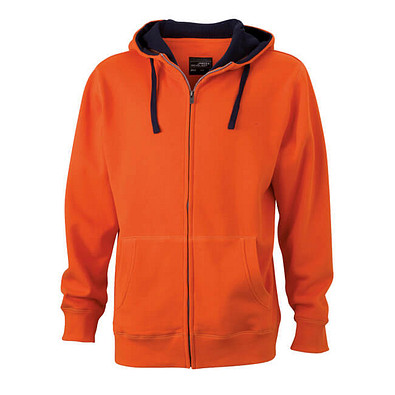 JAMES & NICHOLSON Unisex Sweat-Jacke mit Kapuze, orange, XXL