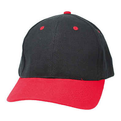 6-Panel-Cap Brushed Heavy, schwarz/rot