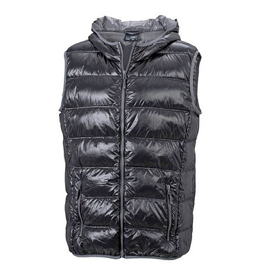 JAMES & NICHOLSON Herren Daunenweste, schwarz/grau, XL