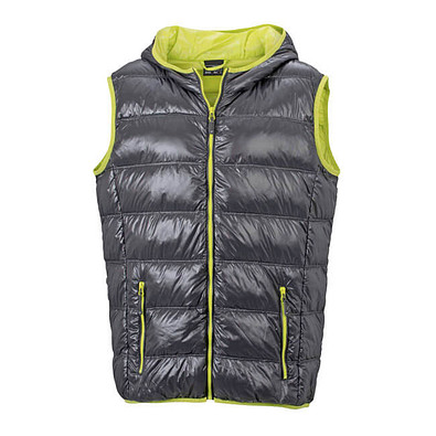 JAMES & NICHOLSON Herren Daunenweste, grau/gelb, XXL