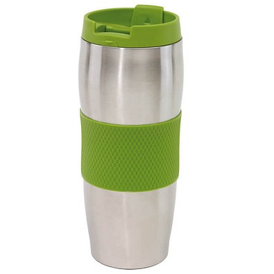 Edelstahl-Isolierbecher Kaffeepause, 400 ml, silber/apfelgrün