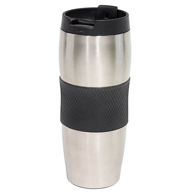 Edelstahl-Isolierbecher Kaffeepause, 400 ml, silber/schwarz