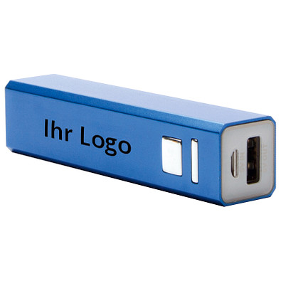 Metall-Ladegerät Powerbank, 2.200 mAh, blau Metall-Ladegerät Powerbank, 2.200 mAh, blau