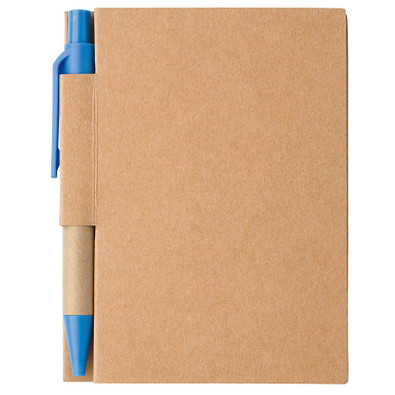 Notizbuch mit Kugelschreiber Mini, liniert, natur/blau