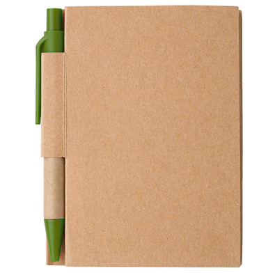 Notizbuch mit Kugelschreiber Mini, liniert, natur/grün