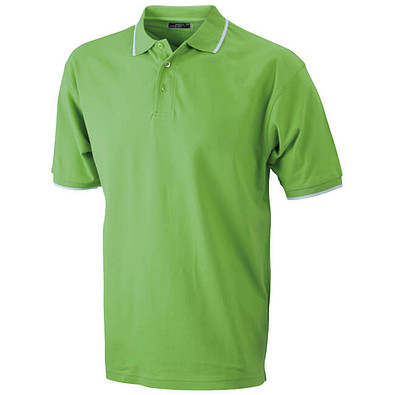 JAMES & NICHOLSON Herren Poloshirt Pique, hellgrün/weiß, M