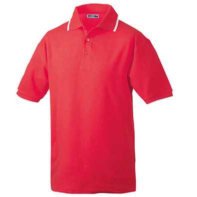 JAMES & NICHOLSON Herren Poloshirt Pique, rot/weiß, M