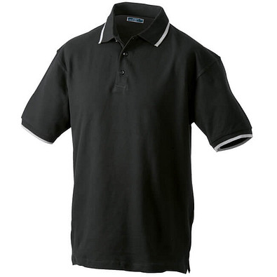 JAMES & NICHOLSON Herren Poloshirt Pique, schwarz/silber, XL