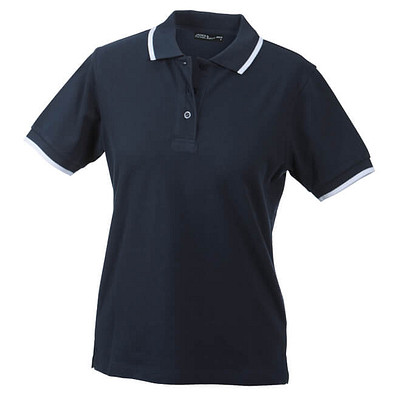 JAMES & NICHOLSON Damen Poloshirt Pique, dunkelblau/weiß, M