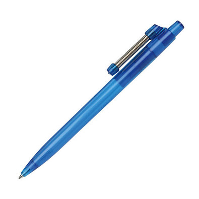 RITTER PEN Druckkugelschreiber mit Federclip Spiralo, blaue Mine, blau/transparent