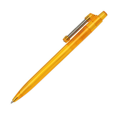 RITTER PEN Druckkugelschreiber mit Federclip Spiralo, blaue Mine, orange/transparent