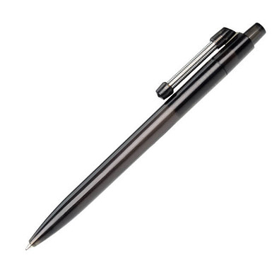 RITTER PEN Druckkugelschreiber mit Federclip Spiralo, blaue Mine, schwarz/transparent
