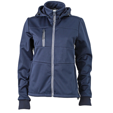 JAMES & NICHOLSON Damen Softshell-Jacke Maritime, dunkelblau/dunkelblau/weiß, L