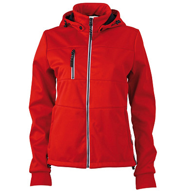 JAMES & NICHOLSON Damen Softshell-Jacke Maritime, rot/dunkelblau/weiß, XL