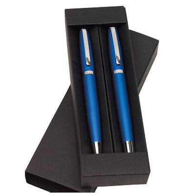 Schreibset City, schwarze Mine, Blau/Metallic