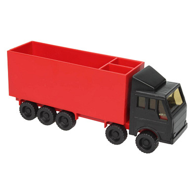 Zettelbox mit Stifteköcher LKW, Schwarz/Rot Zettelbox mit Stifteköcher LKW, Schwarz/Rot