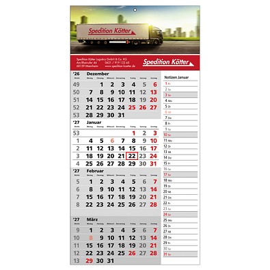 4-Monats-Wandkalender Memo 2027