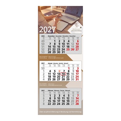 3-Monats-Block-Wandkalender Modern 2027